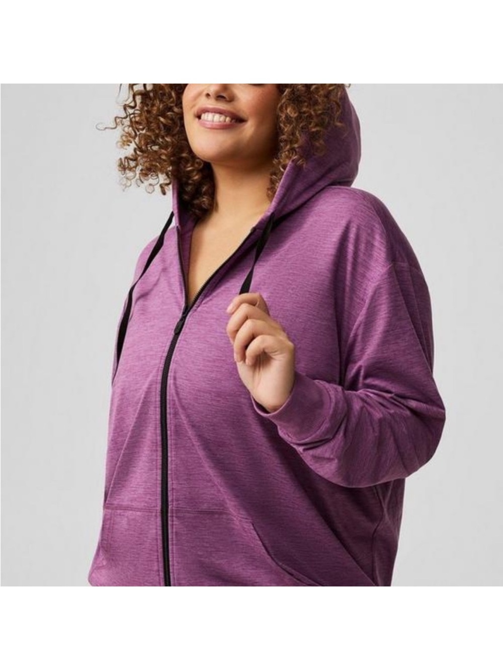 torrid Heathered Purple Full-Zip Hoodie Lightweight L8